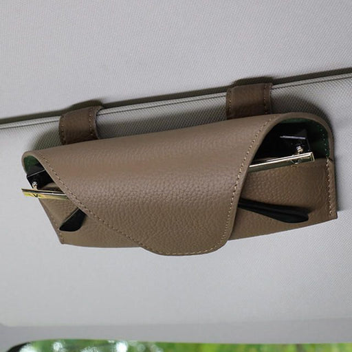 leather car sun visor glasses holder - MRSLM