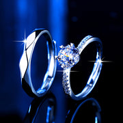 moissanite silver adjustable ring, view 2 - MRSLM