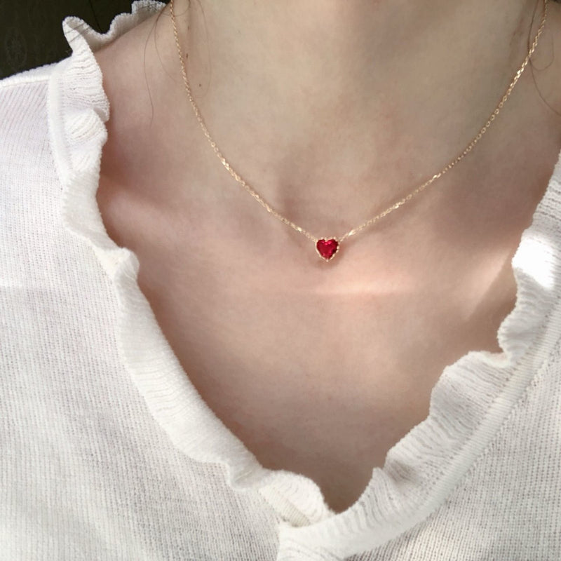 silver zircon love heart necklace - MRSLM