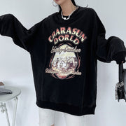 women's retro washed round neck sweater, view 2 - MRSLM