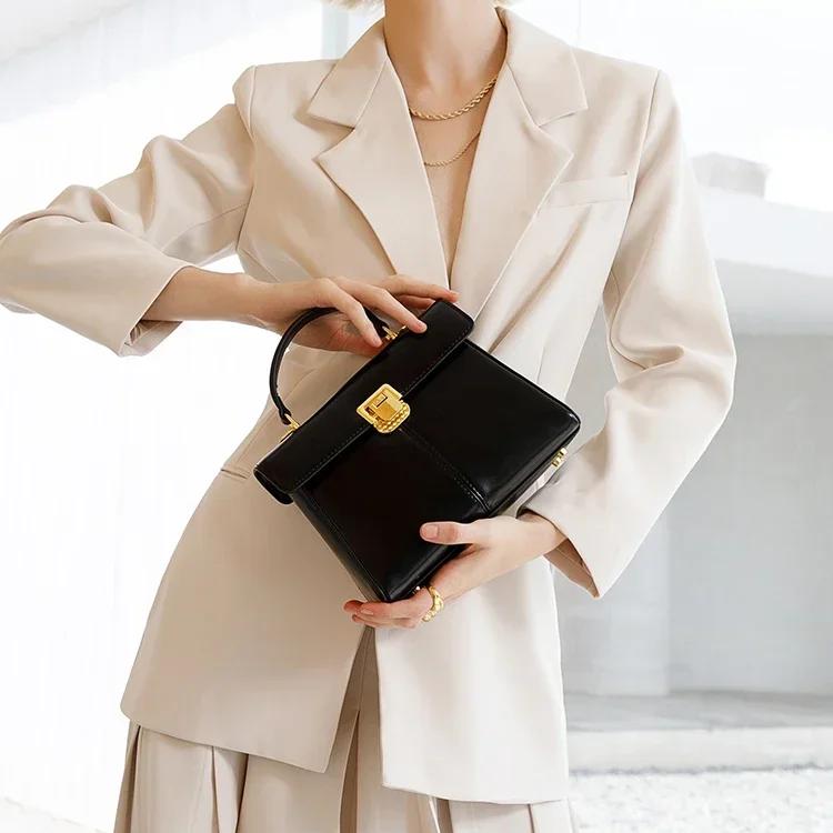 leather crossbody handbag with scarf decor, view 5 - MRSLM