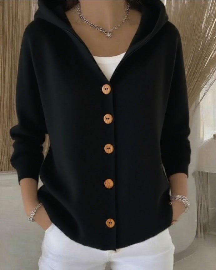 women's hooded button cardigan, view 6 - MRSLM