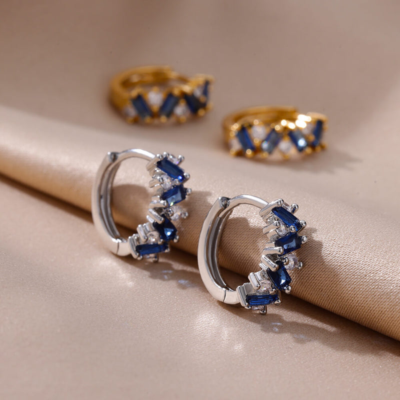 blue zircon hoop earrings, view 9 - MRSLM