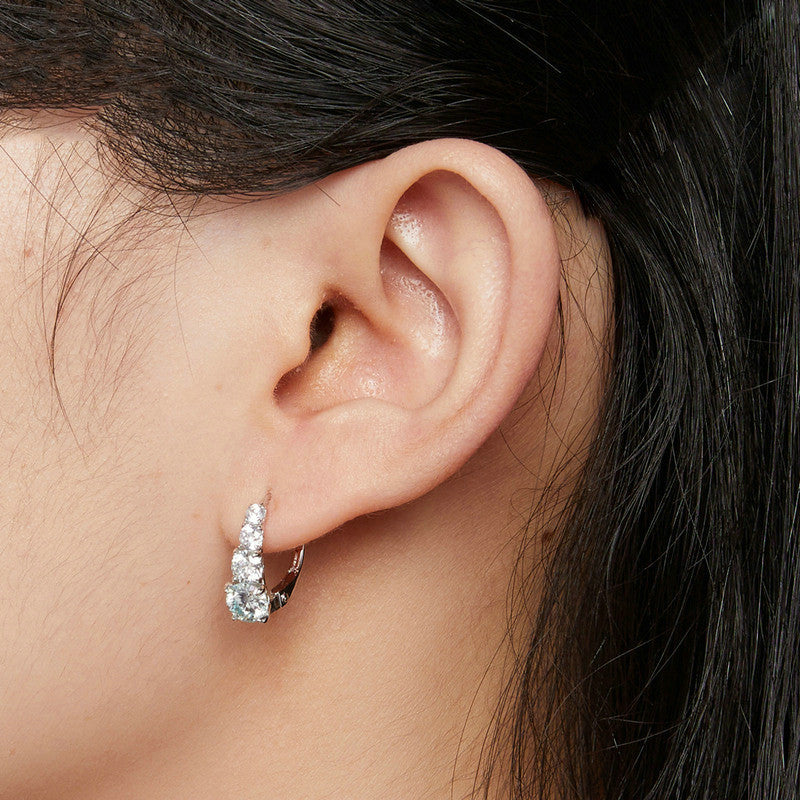 moissanite sterling silver hoop earrings, view 5 - MRSLM