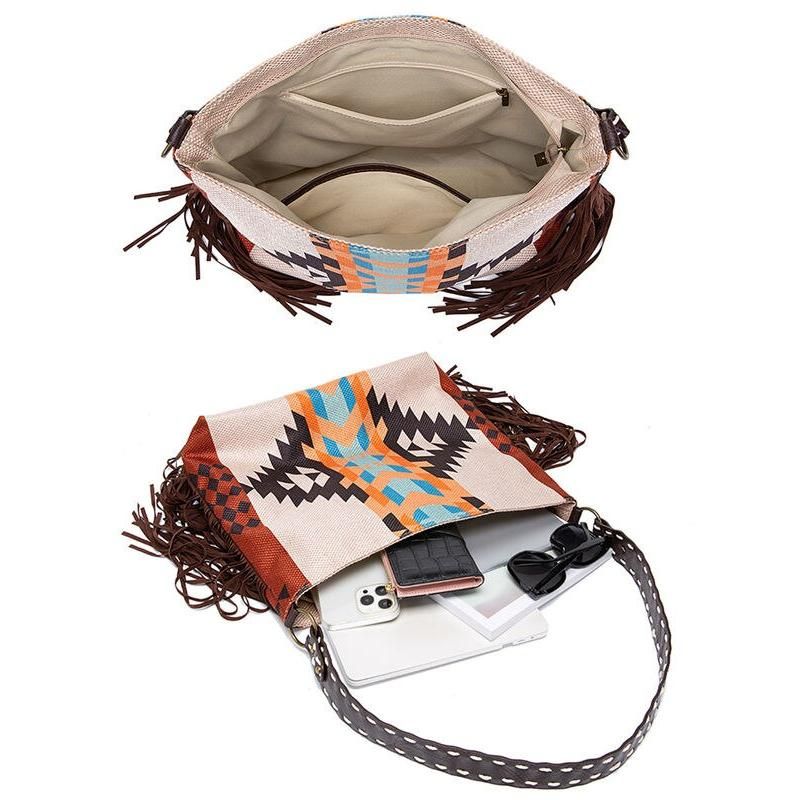 bohemian canvas shoulder bag, view 4 - MRSLM