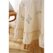 cotton embroidered tablecloth with lotus leaf edge, view 3 - MRSLM