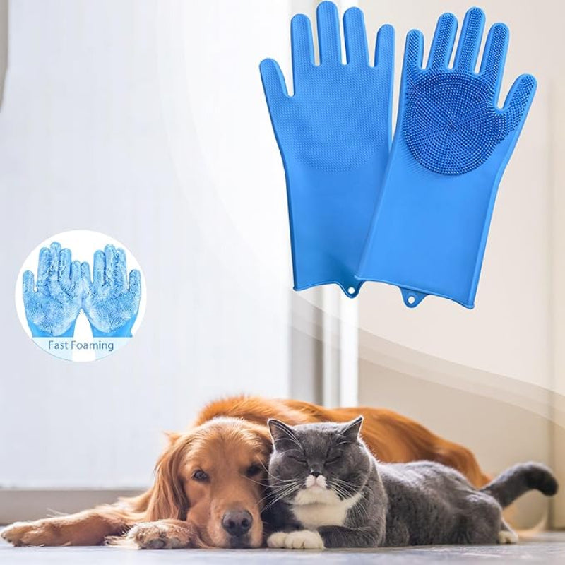 pet grooming silicone gloves, view 3 - MRSLM