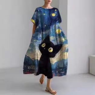 women's loose printed dress, view 2 - MRSLM