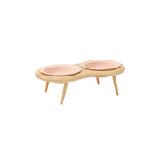 Elevated ceramic pet bowls with wooden stand, view 7 - MRSLM