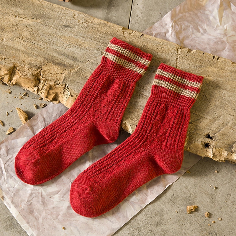thick striped wool socks, view 3 - MRSLM