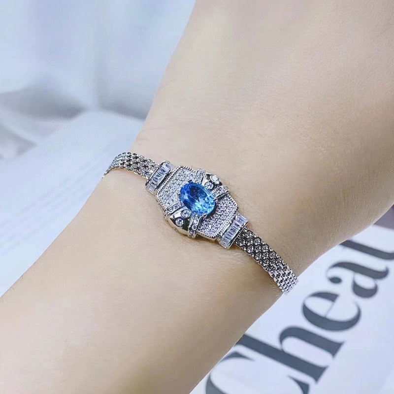 women's s925 silver topaz crystal bracelet - MRSLM