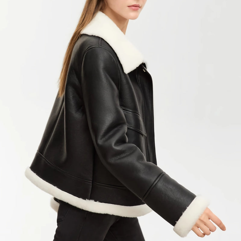faux leather warm jacket, view 5 - MRSLM