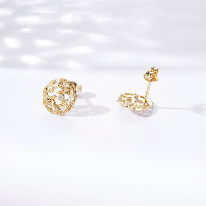 14K Gold Plated Ladies Earrings Light Luxury Fallen Leaves