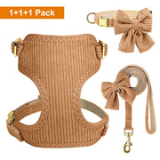 Adjustable bowknot dog collar, harness and leash set, view 3 - MRSLM