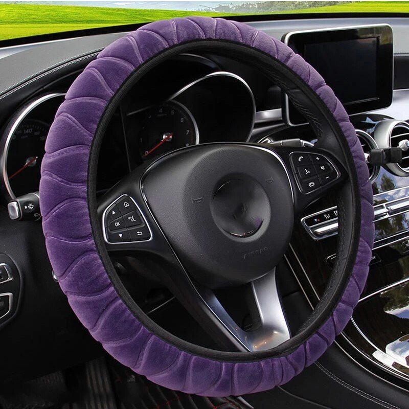 Soft winter plush steering wheel cover, view 7 - MRSLM