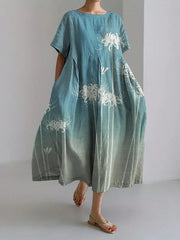 women's loose round neck printed dress, view 2 - MRSLM