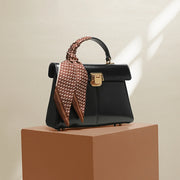 leather crossbody handbag with scarf decor - MRSLM
