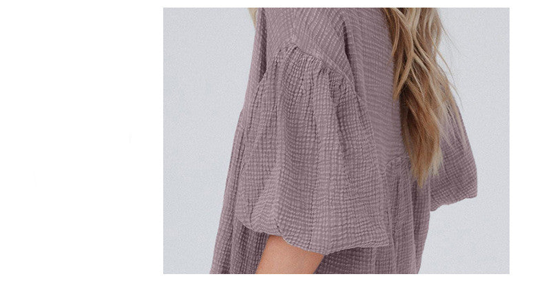 women's loose puff sleeve pullover top, view 10 - MRSLM
