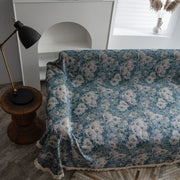 blue flower jacquard sofa slipcover, view 4 - MRSLM