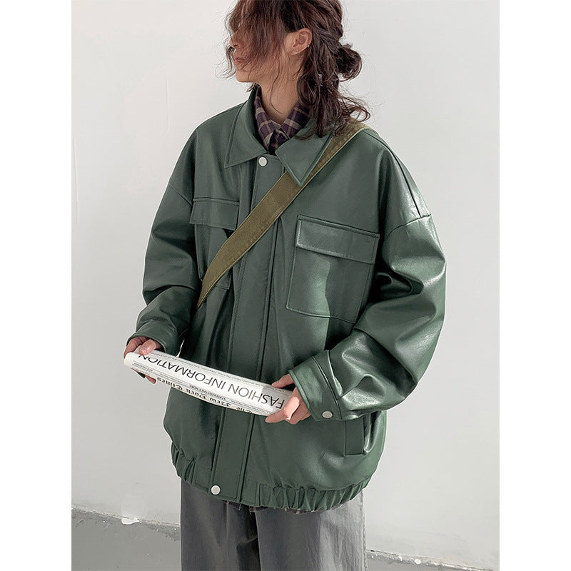 men's loose PU leather jacket, view 9 - MRSLM
