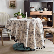 floral round tablecloth, view 3 - MRSLM
