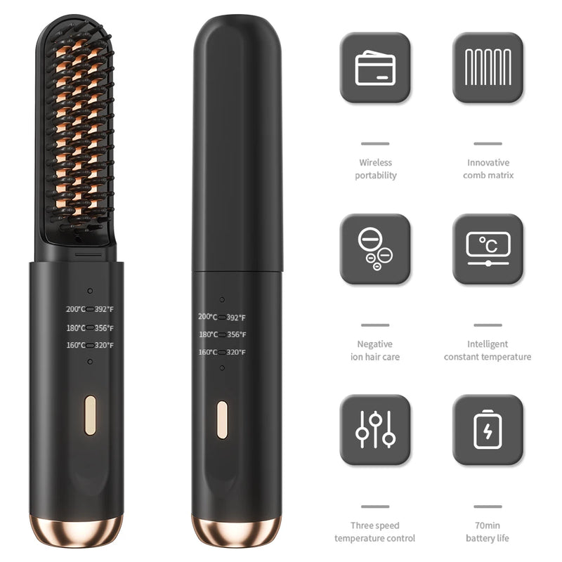 cordless beard and hair straightener brush, view 9 - MRSLM