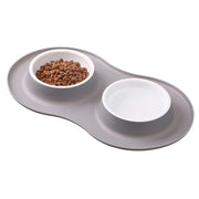 anti-splash double dog bowls with silicone mat, view 4 - MRSLM