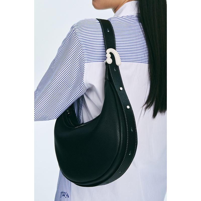 crescent leather crossbody bag, view 12 - MRSLM