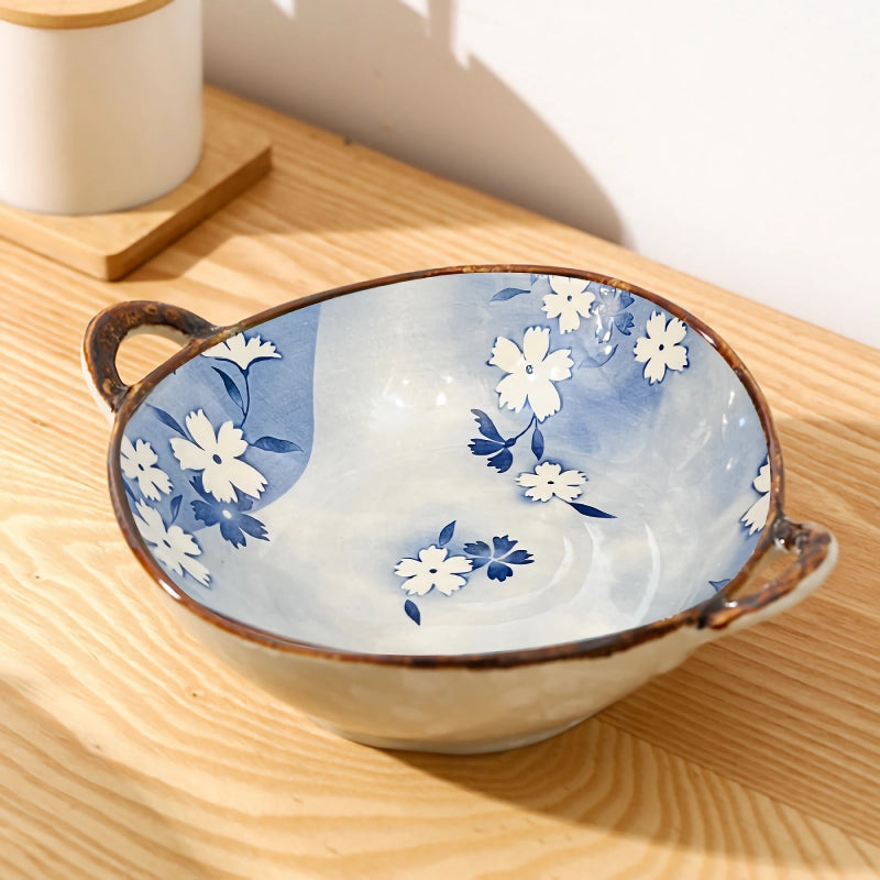 ceramic noodle soup bowl with handle, view 11 - MRSLM