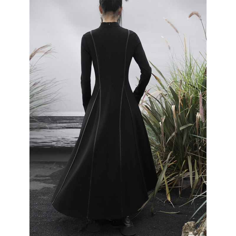 french knit stand-collar dress, view 6 - MRSLM