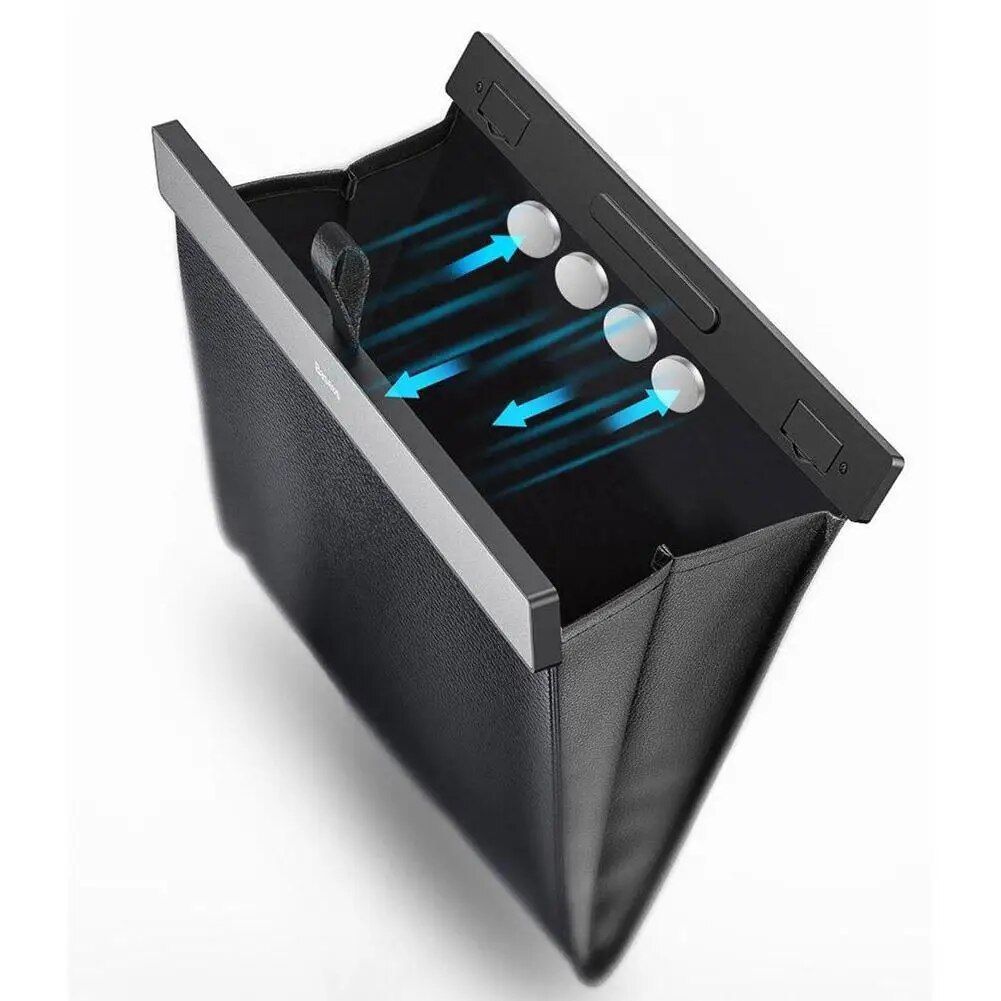 Magnetic Car Garbage Bag with LED Light – Rear Seat Hanging Leather Storage