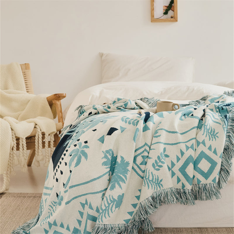 bohemian cotton knitted blanket, view 2 - MRSLM