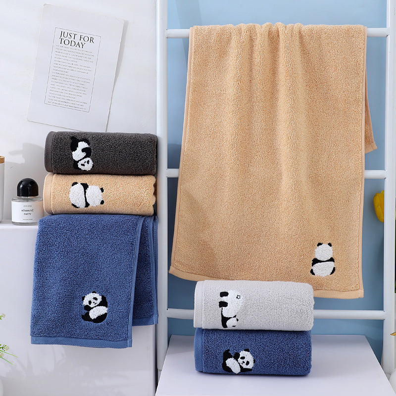 Panda embroidered cotton face towel, view 6 - MRSLM