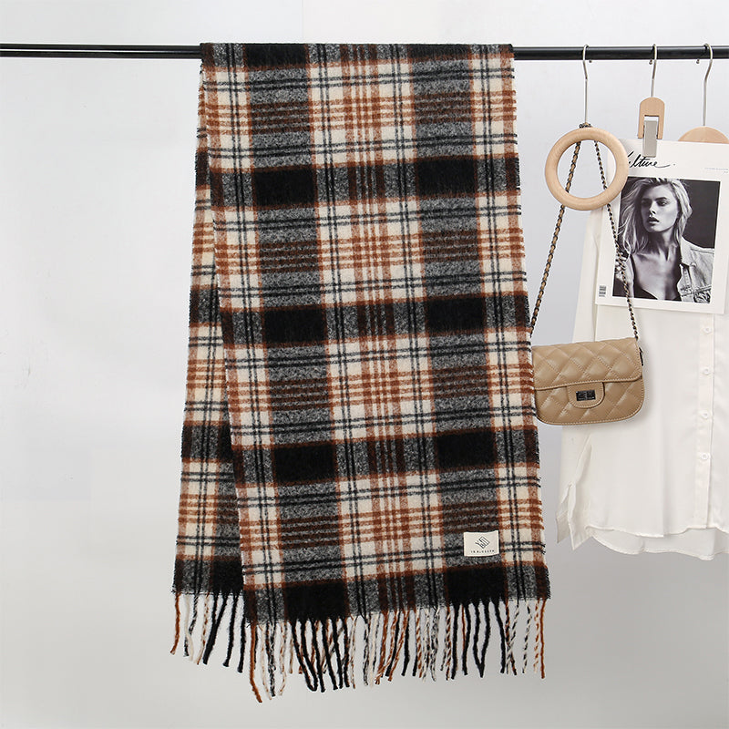 Checkered shawl scarf, thick warm wrap, view 7 - MRSLM