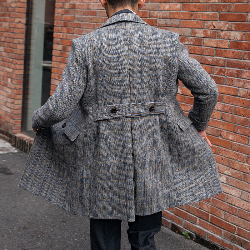 retro wool blend plaid polo coat, view 6 - MRSLM