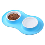 anti-splash double dog bowls with silicone mat, view 2 - MRSLM