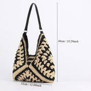 women's large capacity straw tote bag, view 8 - MRSLM