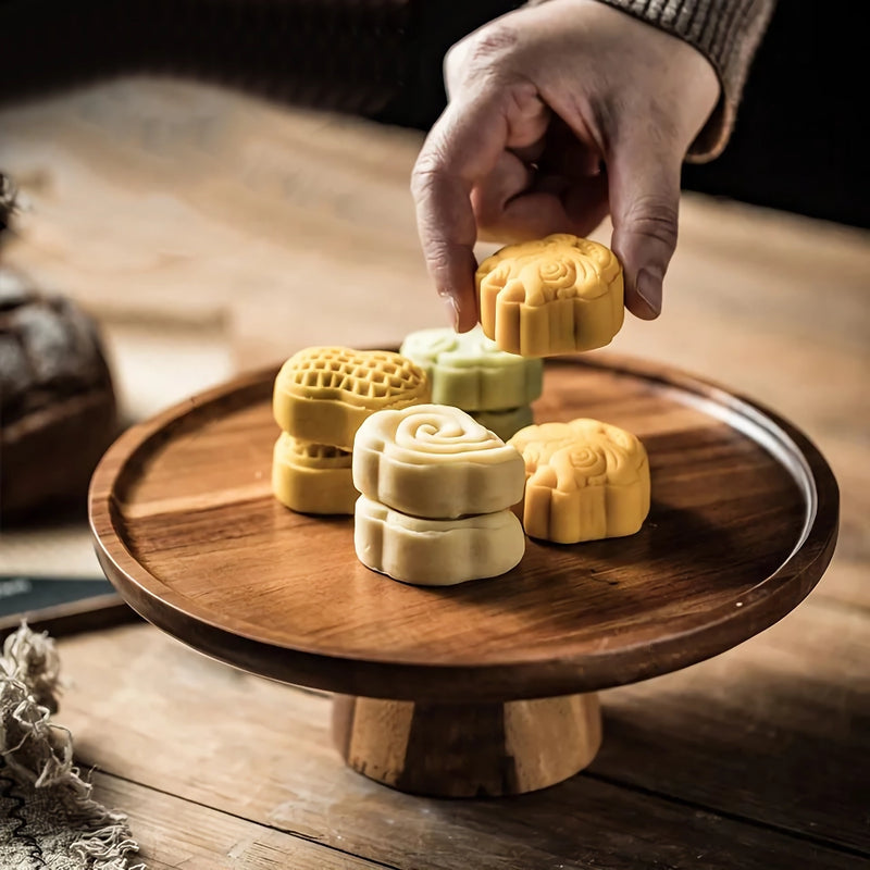 acacia wood cake plate, view 9 - MRSLM