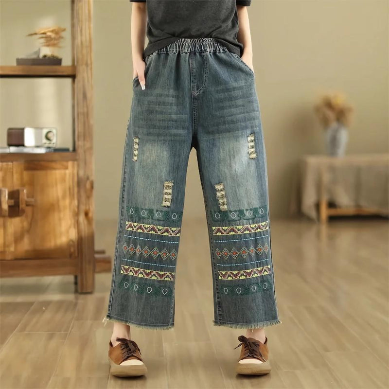 vintage embroidered wide-leg jeans - MRSLM