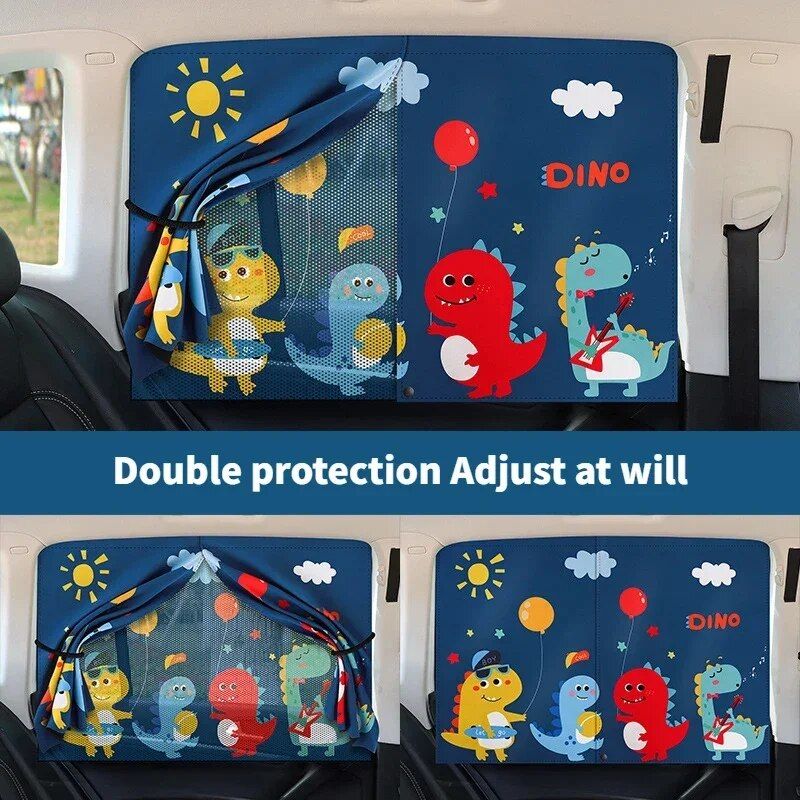 Universal Magnetic Car Side Gear Sunshade - Cartoon Curtain for Children's Sun Protection and Heat Insulation