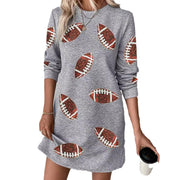 gray ball print pullover dress, view 5 - MRSLM