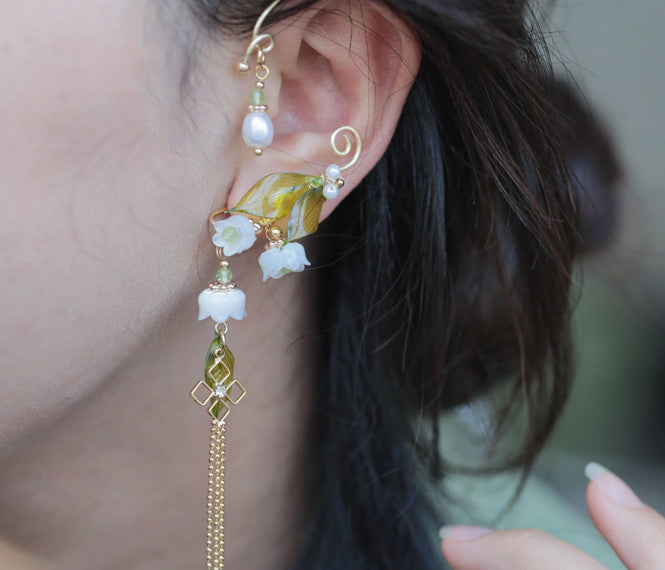 single flower tassel earring, view 7 - MRSLM