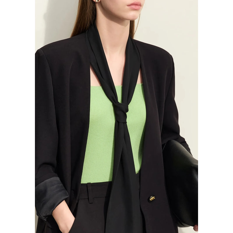 v-neck loose mid-length blazer, view 6 - MRSLM