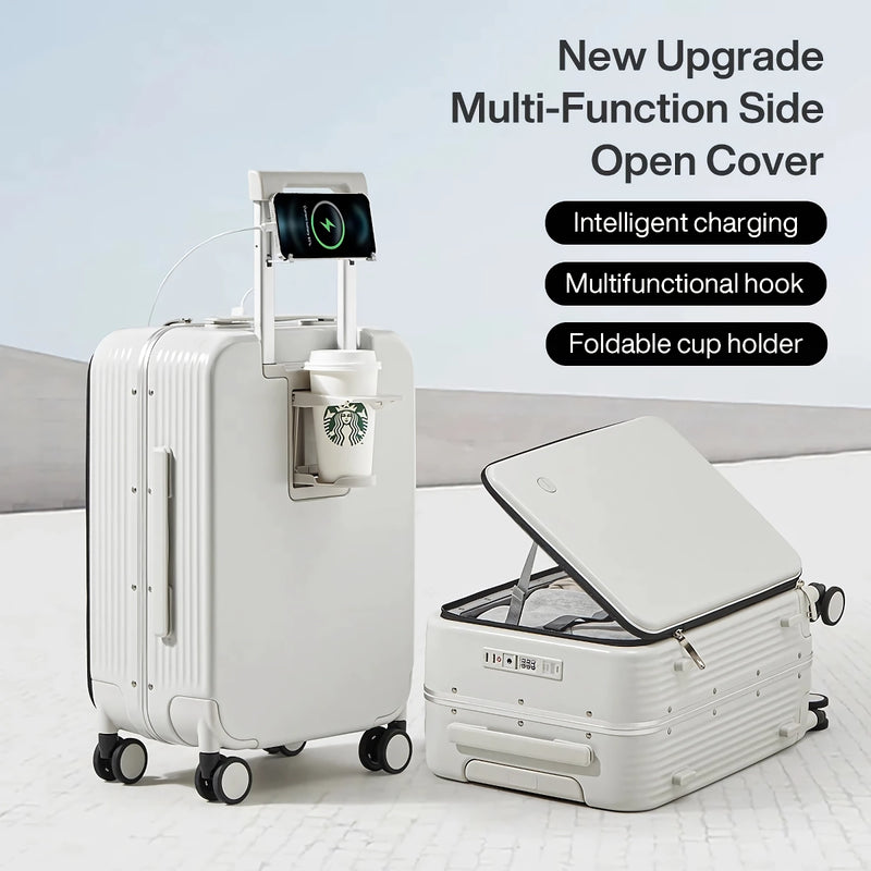 24 inch aluminum frame luggage with usb port, view 6 - MRSLM