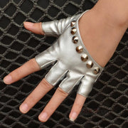 Studded half finger dance gloves - MRSLM