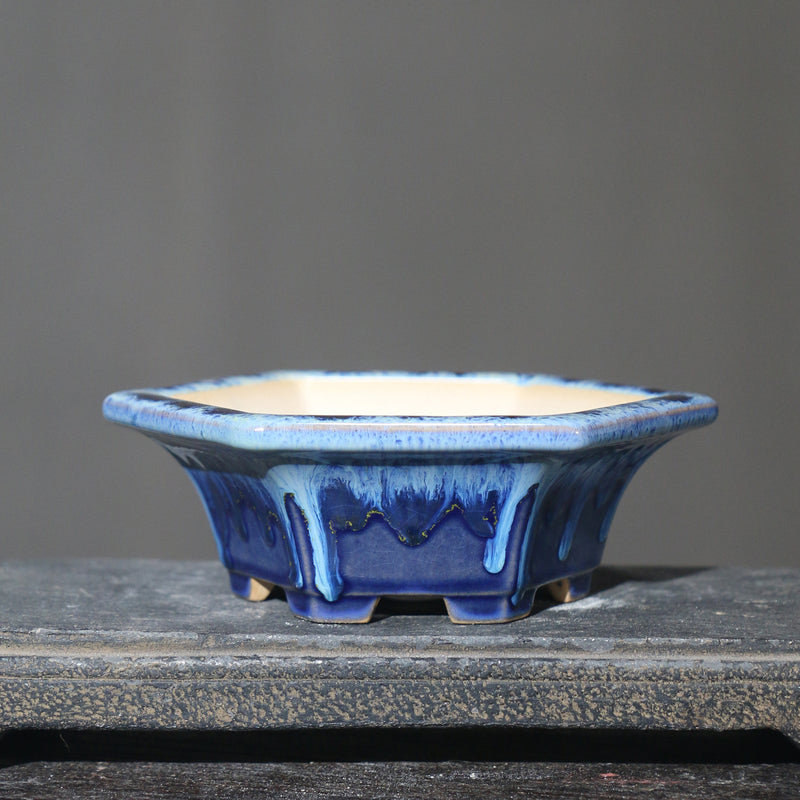purple sand hexagonal ceramic flowerpot, view 3 - MRSLM