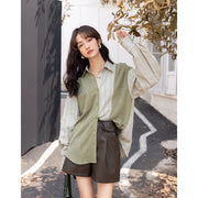 Women's striped knit collar top, view 7 - MRSLM
