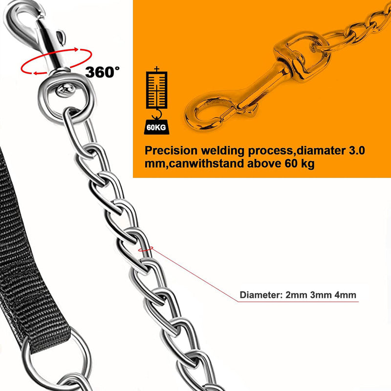 Chrome plated heavy duty dog leash, view 4 - MRSLM