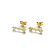 zircon bar stud earrings, view 4 - MRSLM