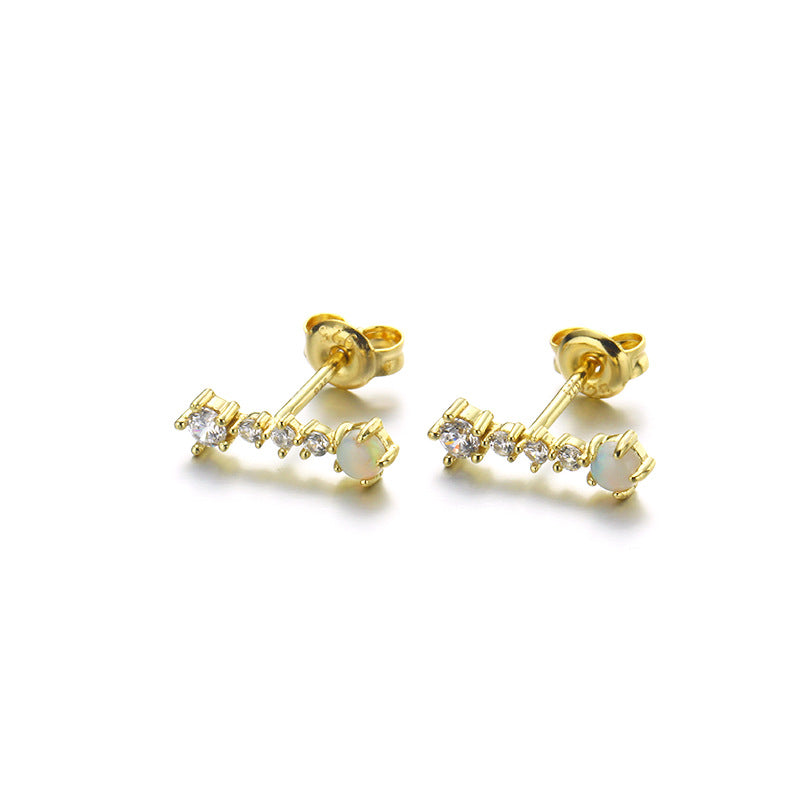 zircon bar stud earrings, view 4 - MRSLM